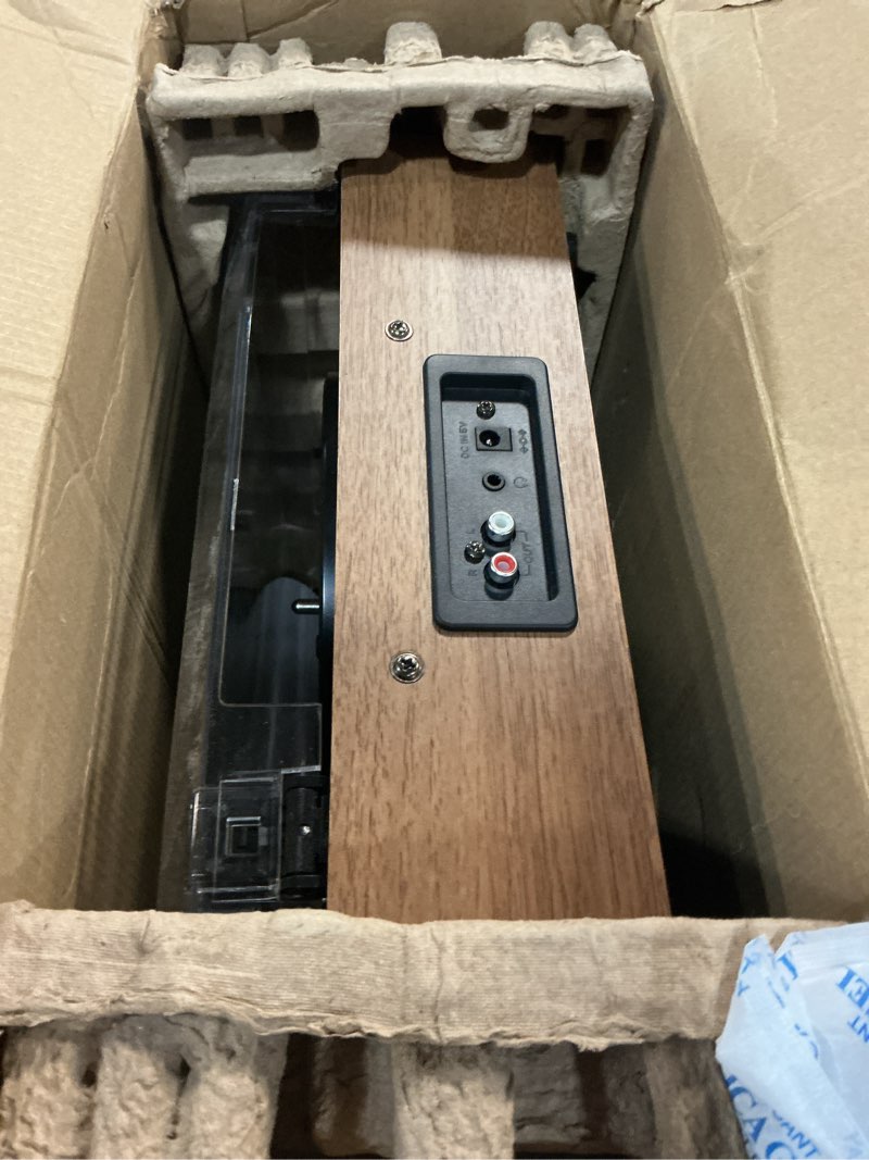 Condition photo showing As Is for Victrola Eastwood II Record Player with Speakers – Bluetooth 5.1 and Vinyl Stream Technology, Vintage Style 3-Speed Vinyl Player, Audio Technica AT-3600LA Cartridge (Oak) Oak Eastwood II