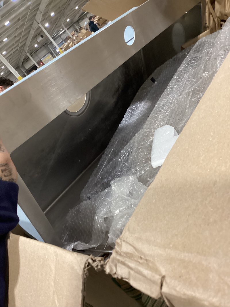 Condition photo showing Good Condition for Strictly Sinks 31 Inch Integrated Zero Radius Stainless Steel Kitchen Sink – Wraps in your countertop for a seamless built-in look – Undermount 16 Gauge T304 Single Bowl with Off-Center Drain (Copper)