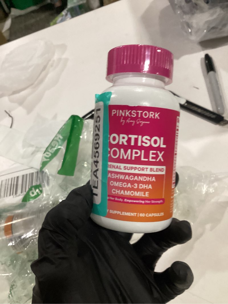Condition photo showing New/Like New for pink stork cortisol supplements for women - adaptogenic adrenal support & hormone balance with organic ashwagandha, omega 3 dha, saffron, multivitamins - mood support - 60 count