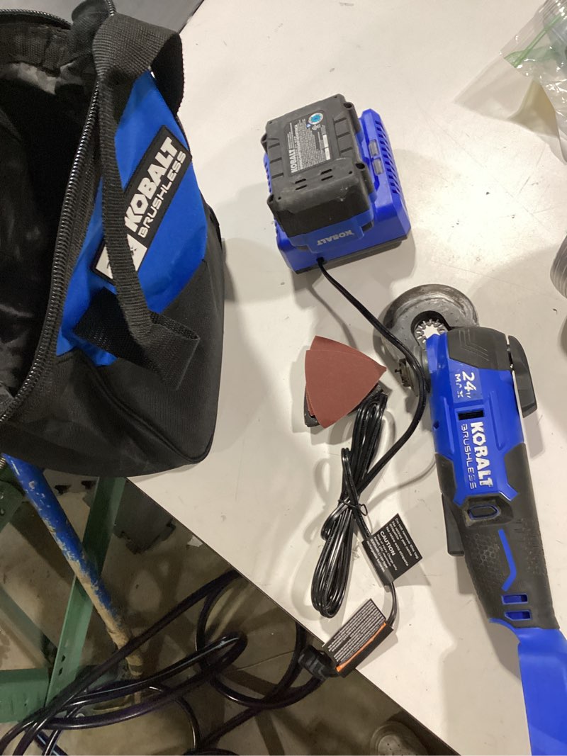 Condition photo showing Good Condition for kobalt 24-volt cordless brushless variable speed 17 -piece oscillating multi-tool with soft case