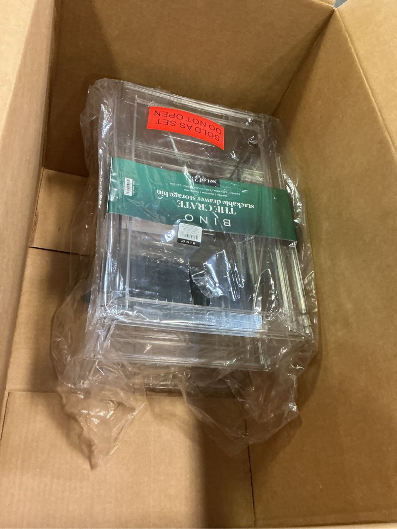 Condition photo showing Good Condition for BINO | Stackable Storage Drawers, Small - 2 Pack, Clear | THE CRATE COLLECTION | Storage Bins With Drawers | Bathroom Organizers | Under Sink Organizer | Vanity Cabinet Home Organization Small 2-Pack