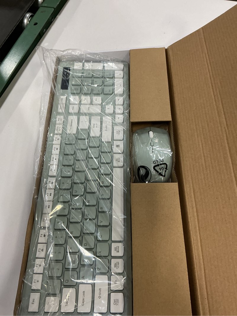Condition photo showing New/Like New for Wireless Keyboard and Mouse Combo, Full-Sized Wireless Keyboard and Adjustable DPI Mouse, 2.4GHz USB Receiver, Silent Keyboard and Mouse for PC, Windows, MAC, Desktop, Laptop (Avocado Green)