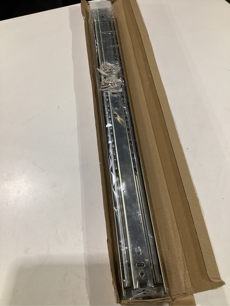Condition photo showing As Is for LONTAN  24 Inch Heavy Duty Soft Close Drawer Slides - 100LB Load Capacity Full Extension Drawer Glides Side Mount Ball Bearing Dresser Cabinet Rails with Screws, SIMILAR TO STOCK PHOTOS, NOT EXACT