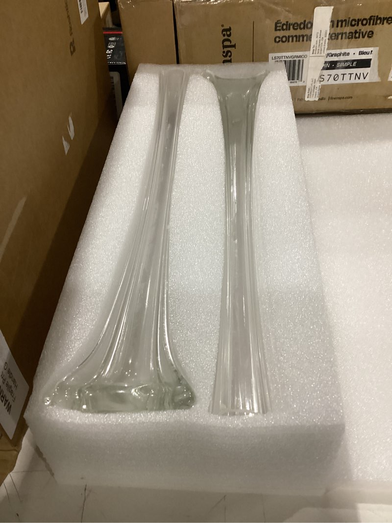 Condition photo showing As Is for roshtia 6 pcs eiffel tower vase bulk 16 inch flute vases tall glass long skinny base glass for wedding centerpiece flowers home table decorations formal dinners (clear) clear 6