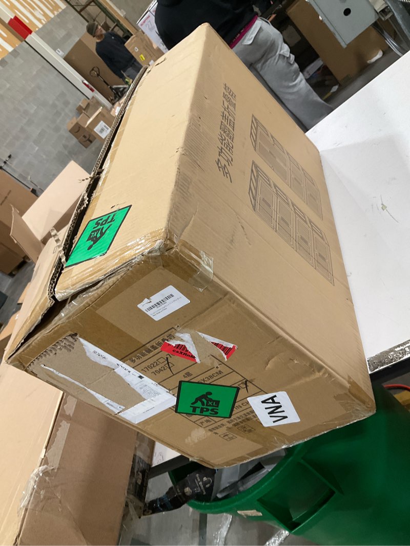 Condition photo showing As Is for 80Gal Stackable Plastic Storage Bins with Lids, Collapsible Closet Organizers and Storage with Wheels for Living Room,Office,Dorm 26.8" W x 14.4" D x 48.6" H, 4 Tier