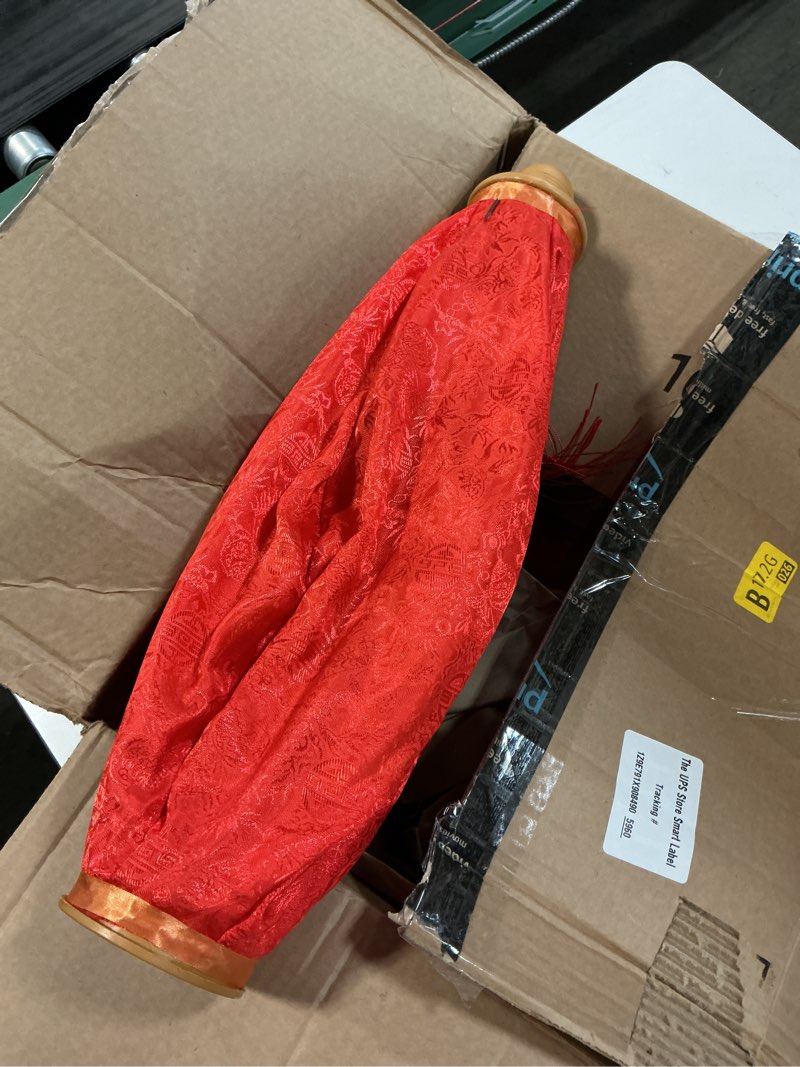 Condition photo showing As Is for uonlytech japanese silk lanterns traditional oriental with tassel vietnamese oval lunar new year decorations red