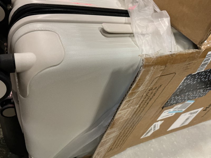 Condition photo showing Good Condition for hanke grace expandable carry on luggage with wheels airline approved hard shell suitcases with front pocket?top opening luggage with tsa lock for short business travel, smoke white. 20 inch expandable smoke white