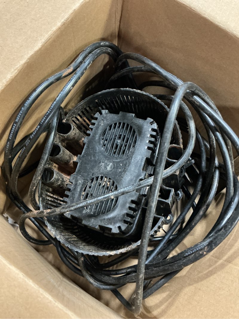 Condition photo showing As Is for fidisp pool cover pump, 850 gph pool cover pumps above ground with 4 hose adapters, 23 ft drain hose, 25 ft power cord, water pump for pool draining for drainage of pool covers, ponds (deep blue)