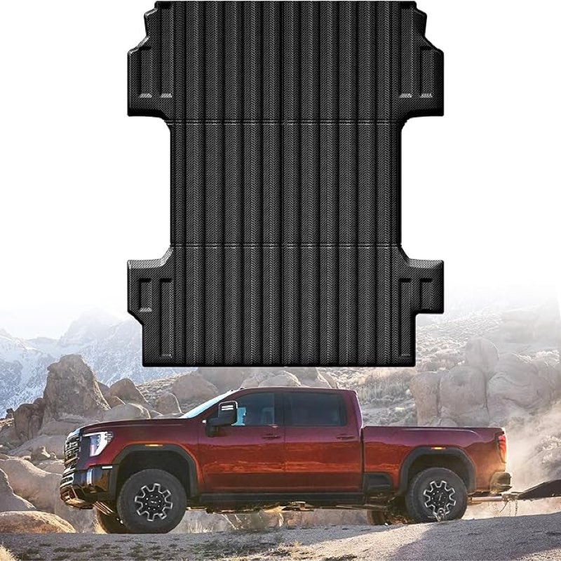 autobull truck bed mat bed liner fit for 2020-2025 chevrolet silverado/gmc sierra 2500hd 3500hd (only fit 6.8ft, 82.25" bed), not for 5th wheel package all weather protection tpe pickup car bed mat