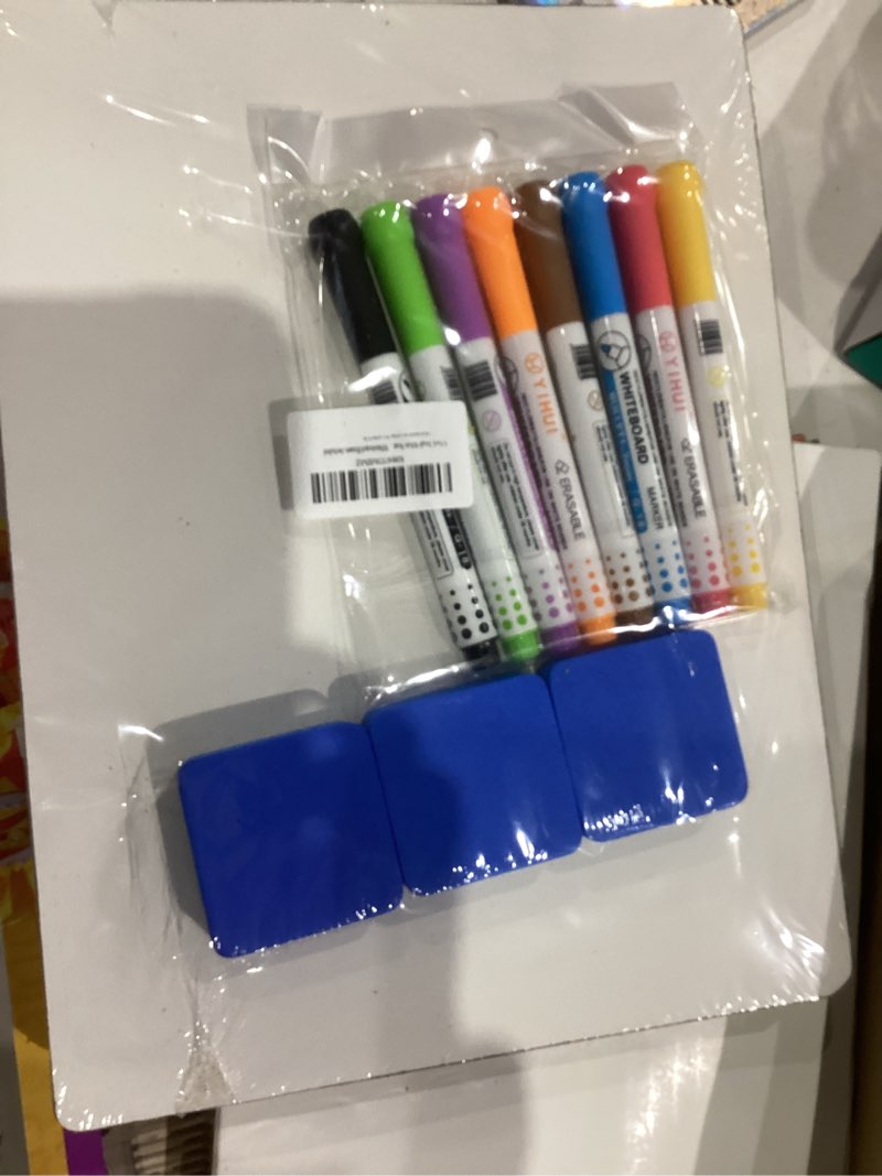 Condition photo showing New/Like New for 6 pack small white board dry erase classroom pack boards 9" x12” personal whiteboards for teachers lapboards mini whiteboard erasers included colors pens 6 white board