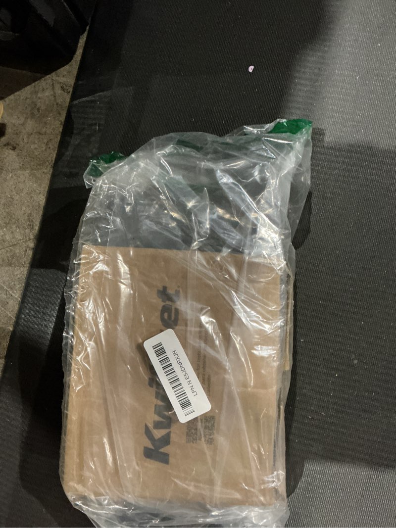 Condition photo showing As Is for kwikset casey entry door handle with lock and key, secure keyed reversible lever exterior, for front entrance and bedrooms, matte black , pick resistant smartkey rekey security and microban matte black 1 pack keyed entry
