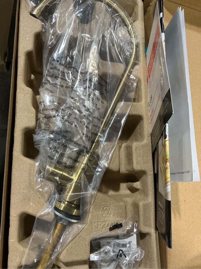 Condition photo showing New/Like New for KRAUS Purita 100% Lead-Free Kitchen Water Filter Faucet in Brushed Brass, FF-100BB Brushed Brass Filter Faucet