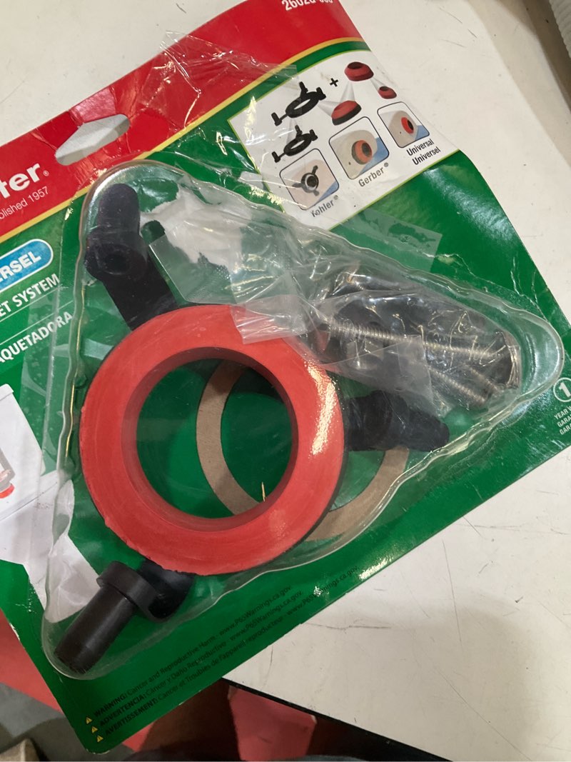 Condition photo showing As Is for fluidmaster tank to bowl gasket black/red rubber for universal