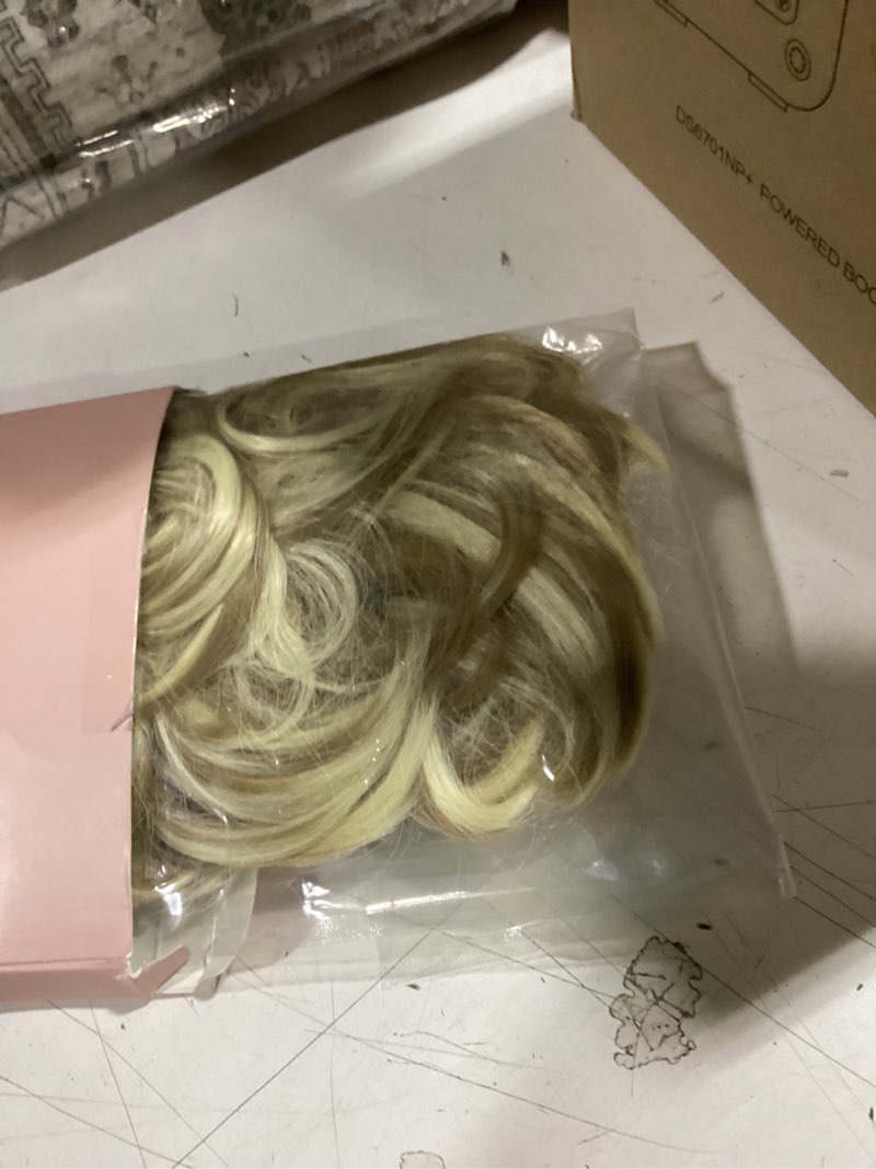 Condition photo showing Good Condition for sarla 2pcs messy hair bun hair pieces wavy curly synthetic updo fake scrunchies ponytail extension for women dirty blonde 2pcs-dirty blonde