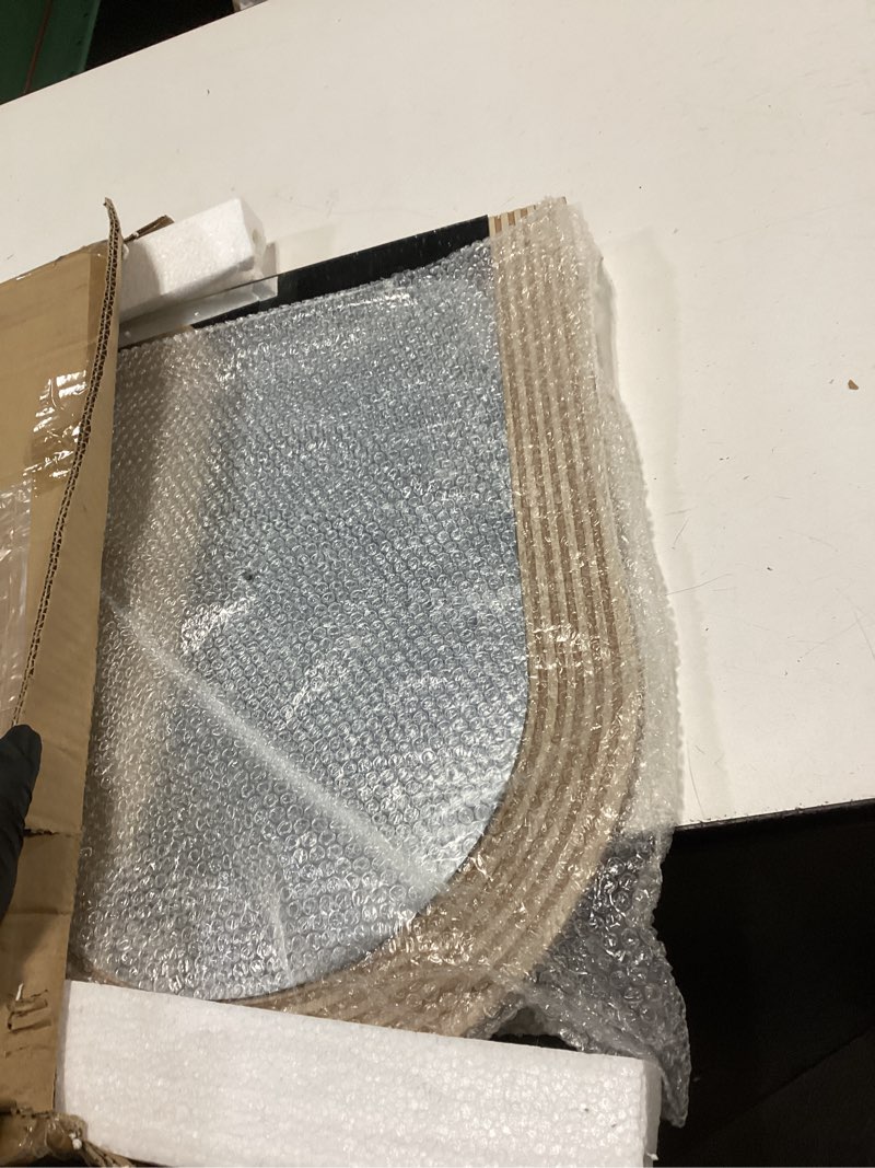 Condition photo showing Good Condition for Farmhouse Wall Mirror Decor for Living Room Bedroom, Arched Wood Carved Wall-Mounted Decorative Mirror for Hallway Entryway Staircase Decor, Countryside Hanging Sculpture Home Accent,18.8x13.8