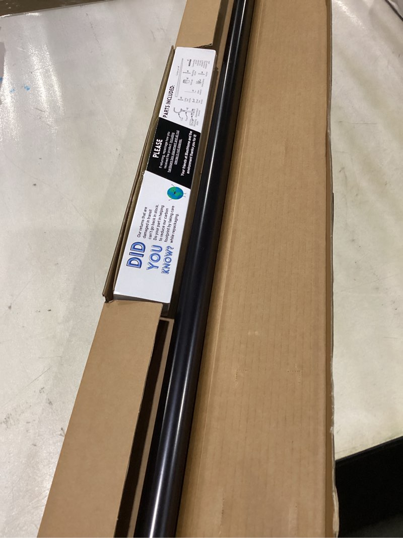 Condition photo showing Good Condition for blasthome® non-adjustable luxury curtain rods for windows, 1 ¼” rod set, 3 1/2 foot fixed length, tuxedo black single rod tuxedo black 3 1/2 foot