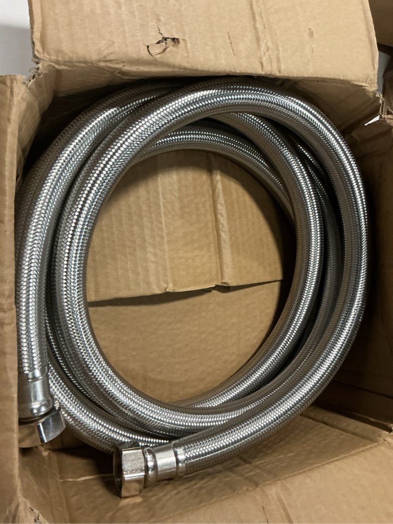 Condition photo showing Good Condition for short garden hose, 10ft x 5/8" id leader hose with 3/4 ght female to female brass connector, 304 stainless steel heavy-duty water hose for garden watering car pet cleaning (od 15/16") 10 ft