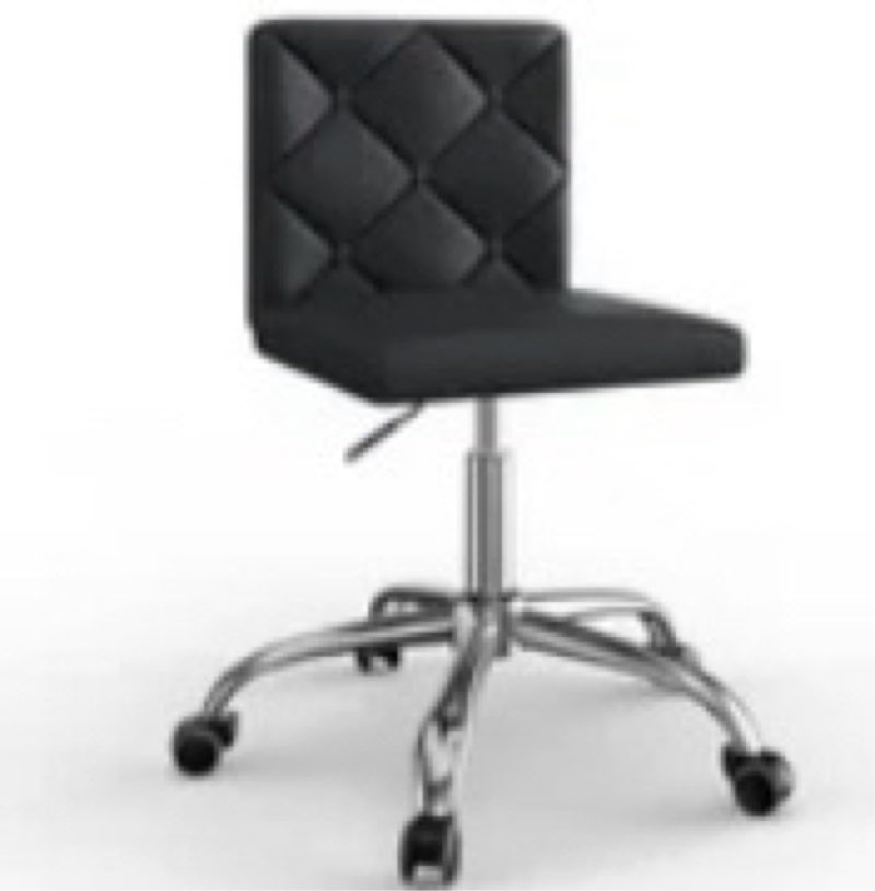 VECELO PU Leather Mid-Back Armless Vanity Chair Adjustable Height 360° Rolling Swivel for Home Offic