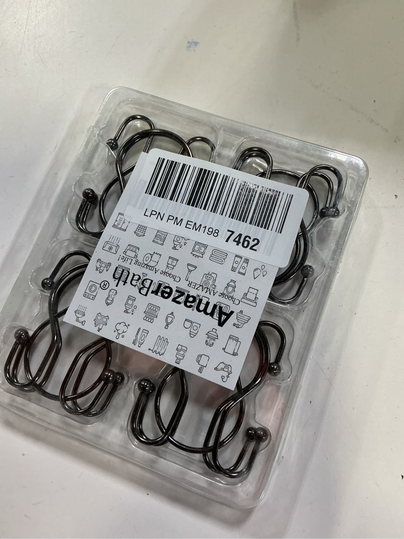Condition photo showing New/Like New for amazerbath bronze shower curtain hooks shower curtain rings, simple double hook shower curtain hooks rust proof, metal smooth glide shower hooks for shower curtain rod, 12 pcs shower rod hooks bronze minimalist - double shower hooks