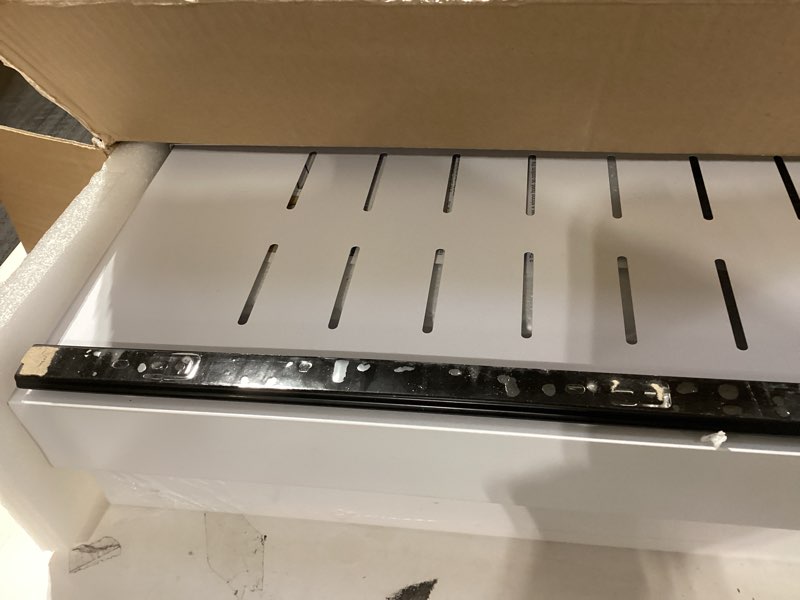 Condition photo showing As Is for 2 Pack Pull Out Cabinet Organizers 21"Deep with Raising Pad for Framed Cabinets,Expandable Slide Out Drawers Upgrade 3 Slide Rails,Roll Out Shelves Adhesive,Adjustable Width 12"-20.45" White White 12"-20.45"Wide x 21"Deep(2 Pack)