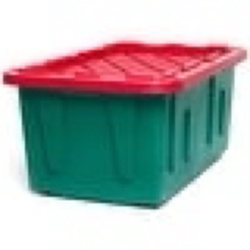 HOMZ Durabilt 27 Gallon Heavy Duty Holiday Storage Tote, Green/Red (