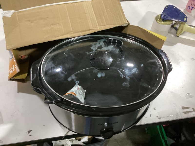 Condition photo showing As Is for Crock-Pot 7 Quart Oval Manual Slow Cooker, Stainless Steel (SCV700-S-BR), Versatile Cookware for Large Families or Entertaining 7 Quarts