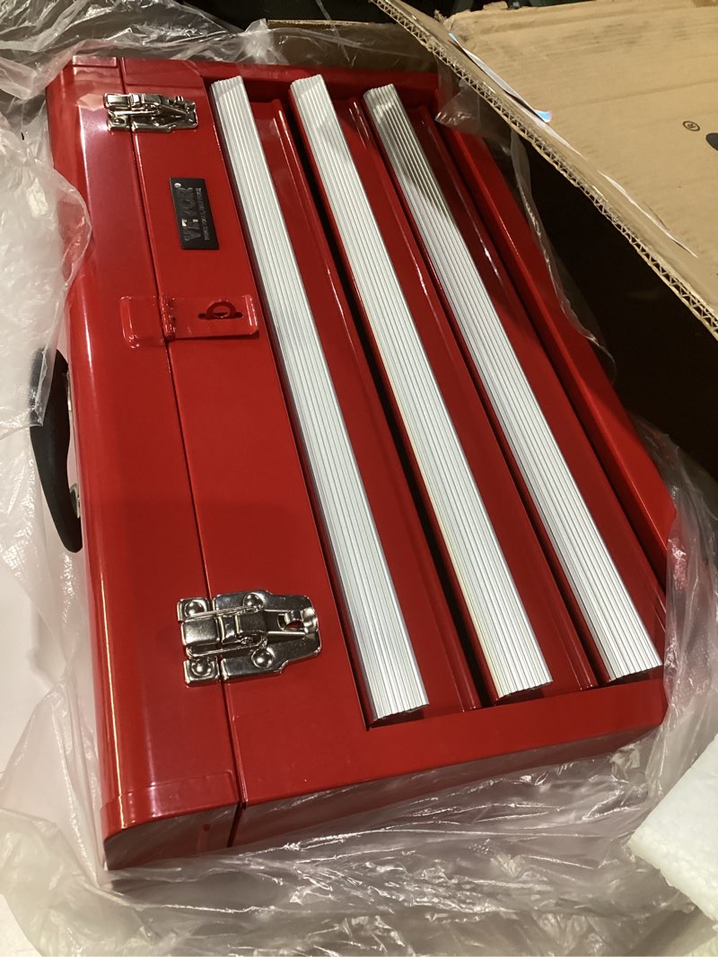 vevor metal tool box, 20.5-inch, portable metal tool box with 3 drawers, small tool chest with eva l
