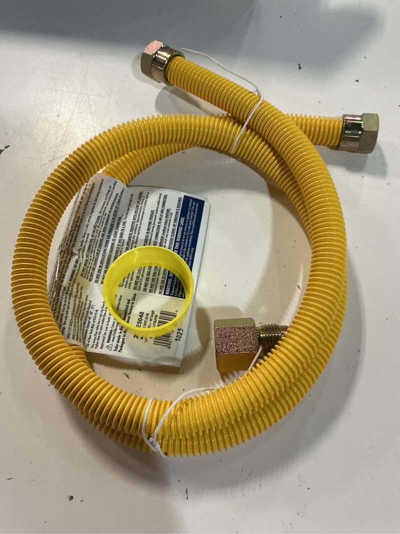 Condition photo showing As Is for eastman 48-in 1/2-in mip inlet x 3/8-in mip outlet stainless steel gas appliance installation kit