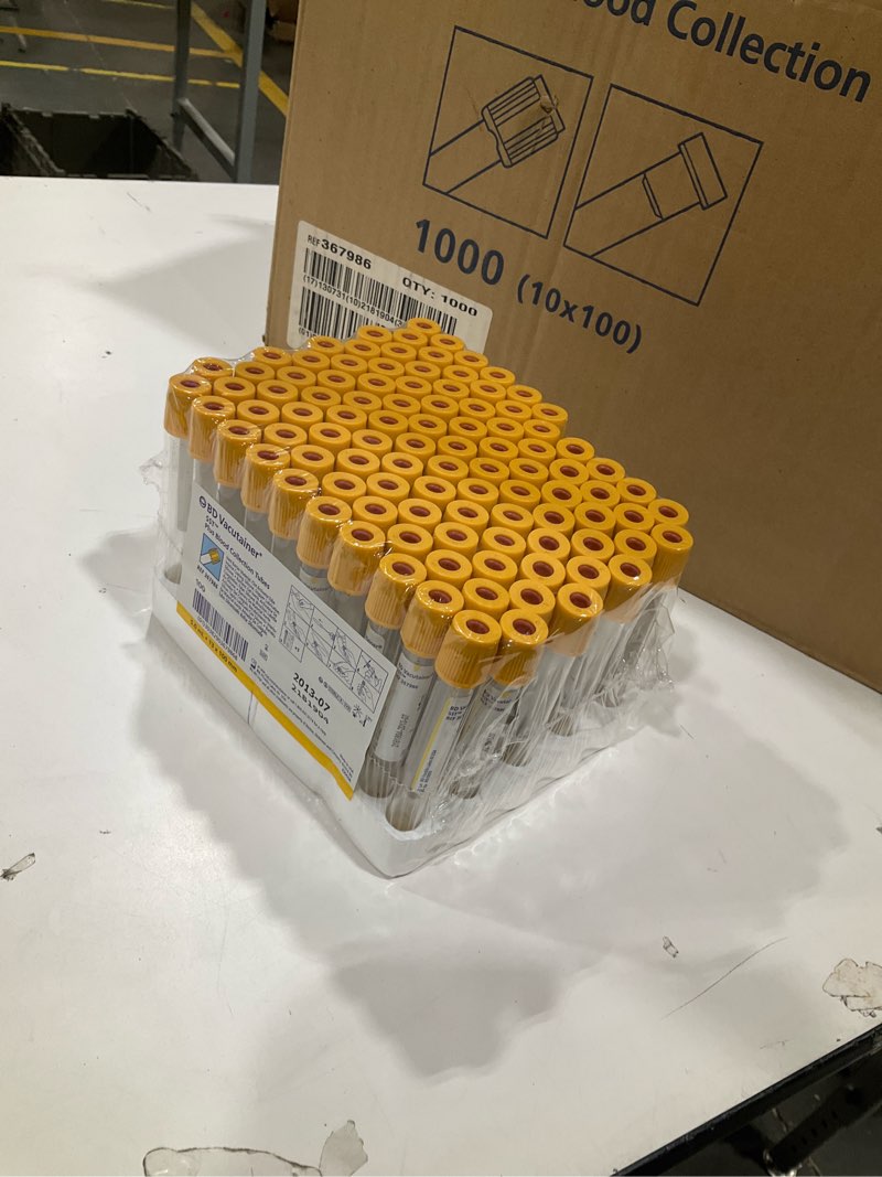 Condition photo showing New/Like New for gudmedprp vacuum blood collection tubes, medical-grade sterile vacutainer tubes for lab phlebotomy, 100 pcs wrap packaging (gel & clot activator tube (yellow), 5 ml) 5 ml gel & clot activator tube (yellow)