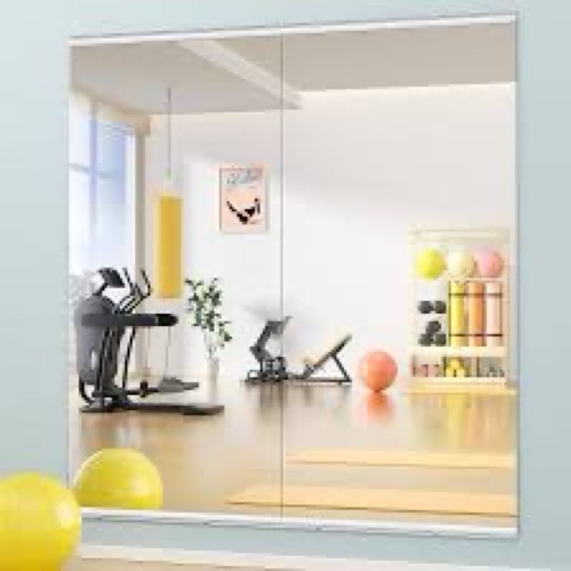 amorho 79''x32''(each)-2pcs gym mirror, tempered glass, frameless full body mirror for home, yoga st