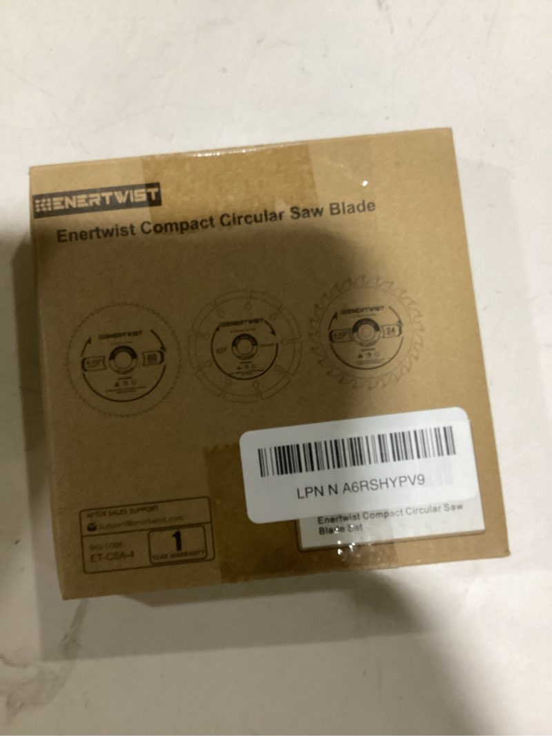 Condition photo showing New/Like New for ENERTWIST 4-1/2 Inch Compact Circular Saw Blade Set, Pack of 4-Pieces TCT/HSS/Diamond Saw Blades Assorted for Wood/Plastic/Metal/Tile Cutting, 3/8in Arbor, ET-CSA-4 4-1/2“4PCS