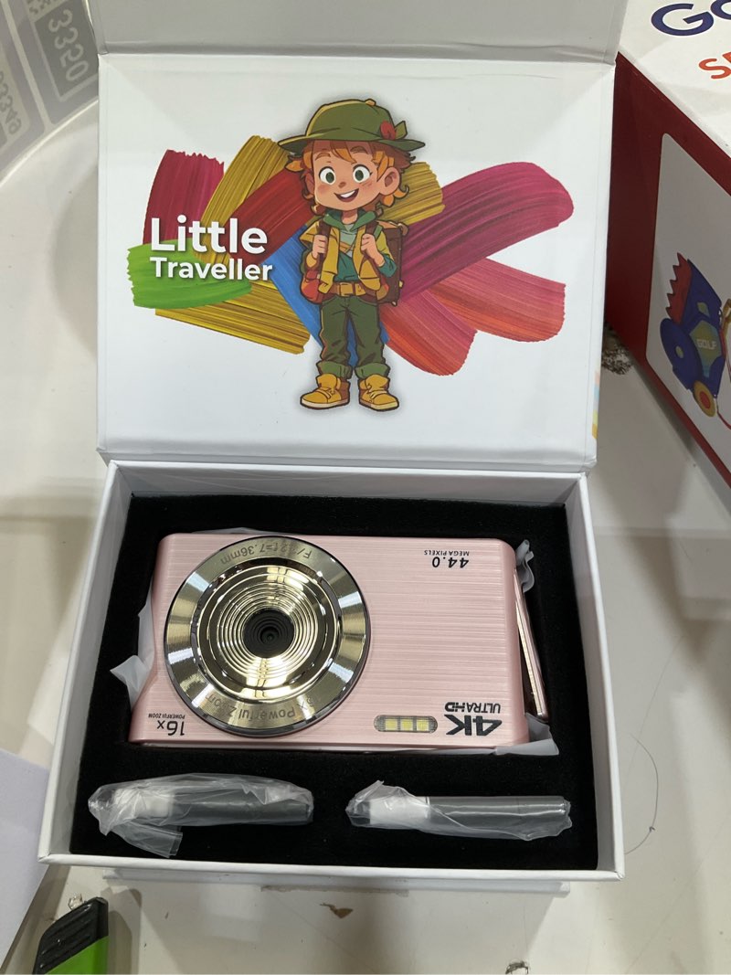 Condition photo showing Good Condition for digital camera, fhd 4k compact cameras with 64gb sd card 2 batteries, pink digital camera for kids teens girls with 16x autofocus digital zoom small compact camera for vlogging
