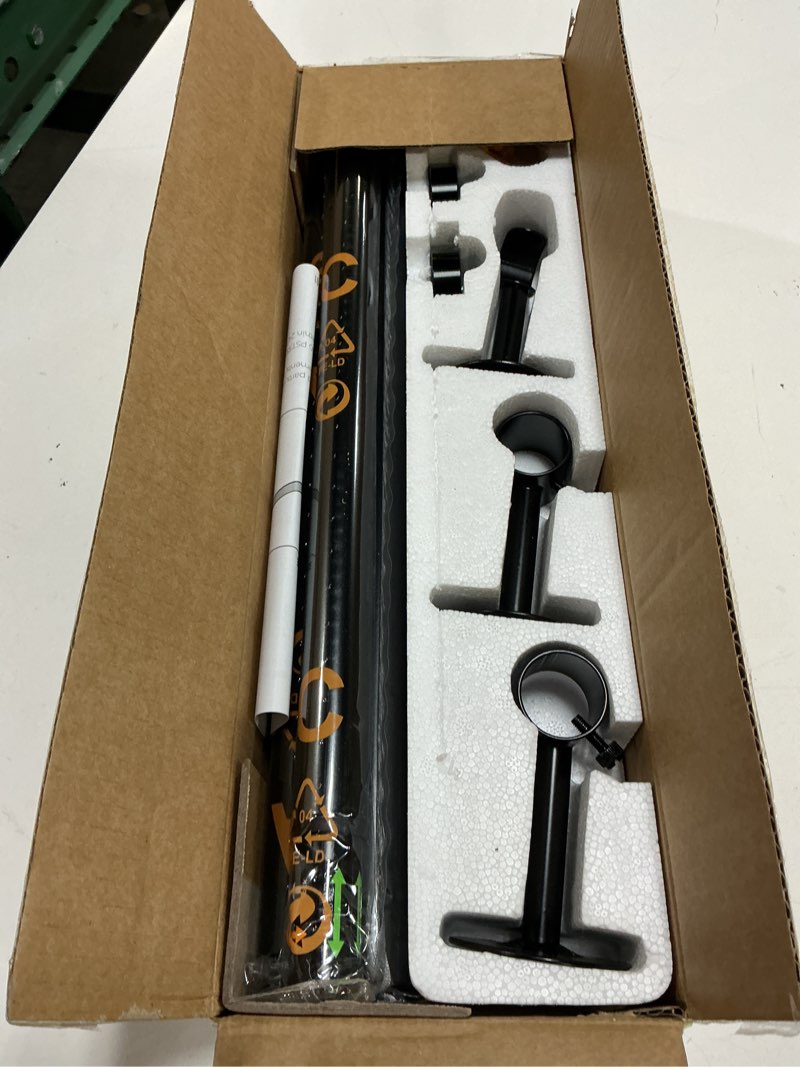 Condition photo showing Good Condition for yafex heavy duty curtain rods 32-90 inch, 1 inch adjustable black curtain rod for windows, long window treatment rods with aluminium finials, easy installation 32" to 90" black