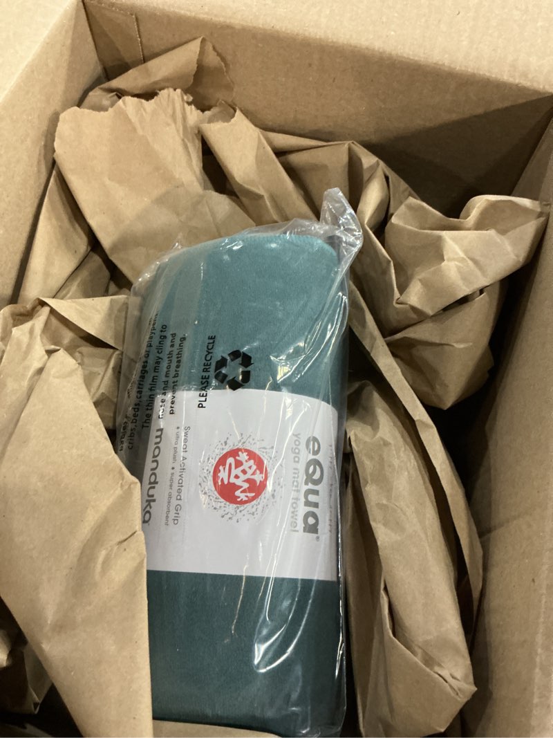 Condition photo showing New/Like New for manduka equa hot yoga mat towel - 72" instant moisture activated grip ultra soft microfiber quick dry, daily use ready lightweight, travel friendly mat layer 72 x 26.5 inches sage solid