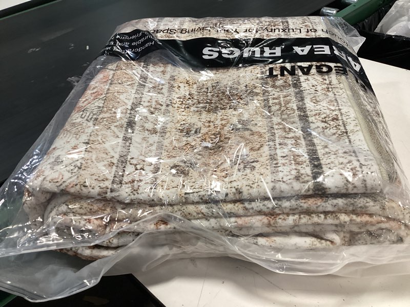 Condition photo showing Good Condition for washable area rug 8x10, large soft rugs for living room vintage 8x10 area rugs for bedroom dining room non-slip stain resistant under table brown pink rug brown/pink 8' x 10' (rectangular)