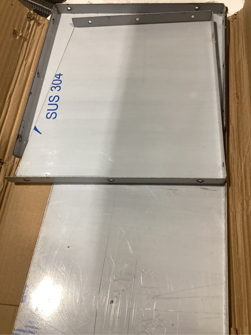 Condition photo showing As Is for fuel jug holder : mineye gas can holder for trailer- fits two 5 gallon fuel containers, fuel jug container holder silver