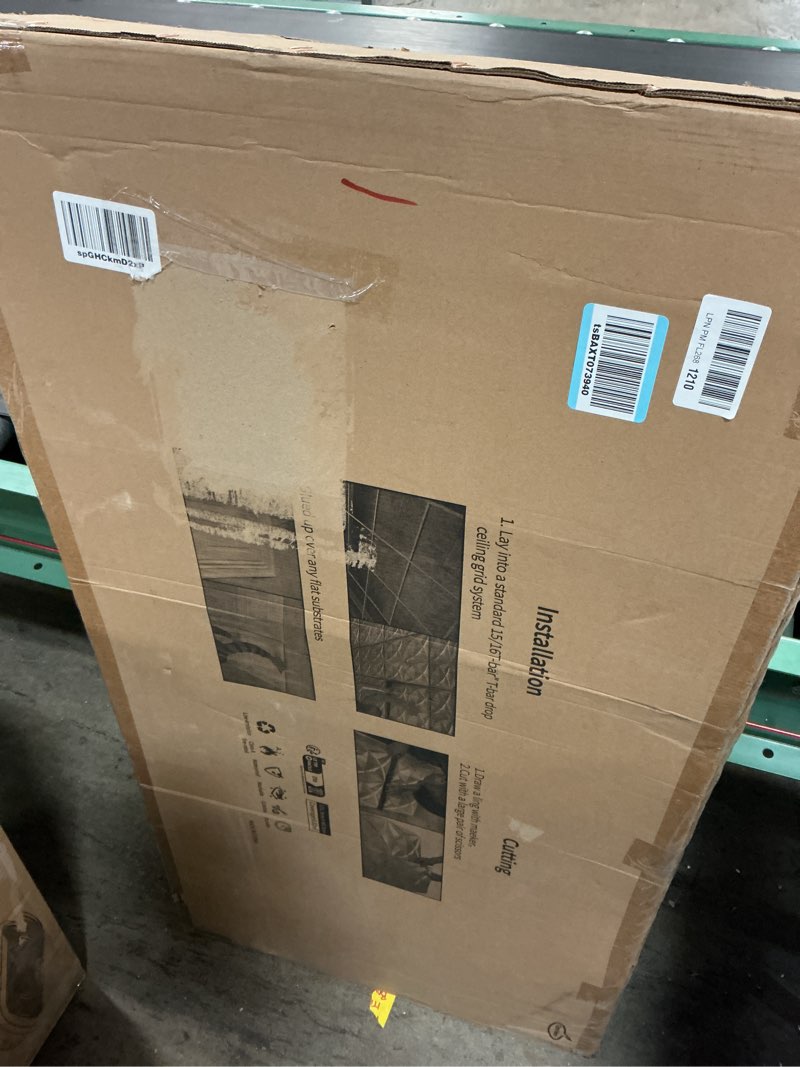 Condition photo showing New/Like New for art3d 12-pack drop ceiling tiles 2x4 ft, pvc decorative ceiling covering panels for basement kitchen bathroom, 24x48 inch, cover 96 sq. ft, smooth black smooth black 24x48 inch