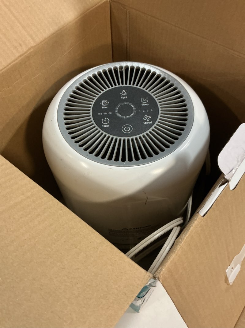 Condition photo showing As Is for tredy hepa air purifier for home 200 sq.ft large room with air quality sensor, filters the air, removes allergies/molds/dust/smoke/odor/pollen/pets dander and other particles white
