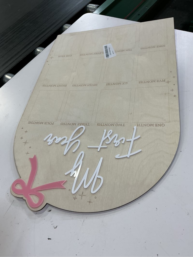 Condition photo showing Good Condition for wauao bow my first year birthday board - one year of photo board,monthly milestone wood photo board,first birthday decorations girl,12 months photo banner