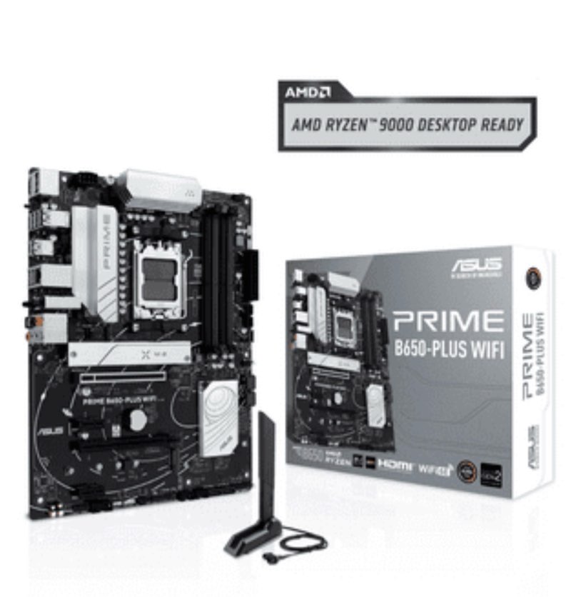 ASUS PRIME B650-PLUS WIFI AMD B650 AM5 Ryzen™ Desktop 9000 8000 & 7000 ATX motherboard  DDR5  PCIe 5.0 M.2  2.5Gb LAN  WIFI 6E  HDMI™  SATA 6 Gbps  USB Type-C®  BIOS FlashBack™  Thunderbolt™ 4 Header