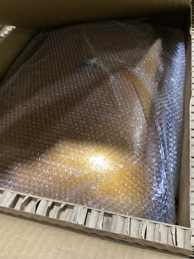 Condition photo showing Good Condition for 22 Inch Bathroom Vessel Sink with Waterfall Faucet and Pop-Up Drain Combo,Rectangular Bathroom Sink Above Counter Gold Artistic Glass Sink with Black Rim