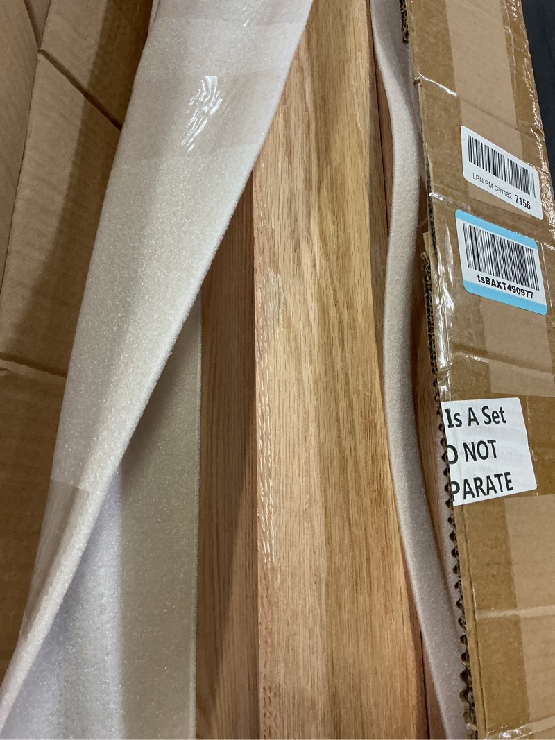 Condition photo showing New/Like New for 2 pcs 3.5 x 48 inch solid red oak stair newel post with a single groove notched wood balusters for staircase interior railing newels for stair handrails 2 red oak