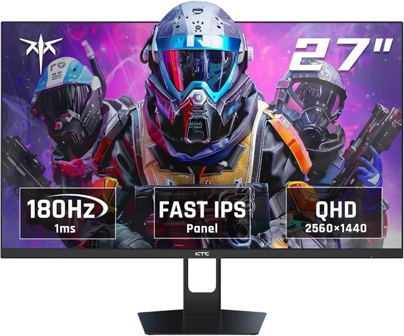 KTC 27 Inch QHD Gaming Monitor, 180Hz 1ms GTG Fast IPS 2K Computer Gamer Monitor, 1440P HDR Frameles ( incomplete) 