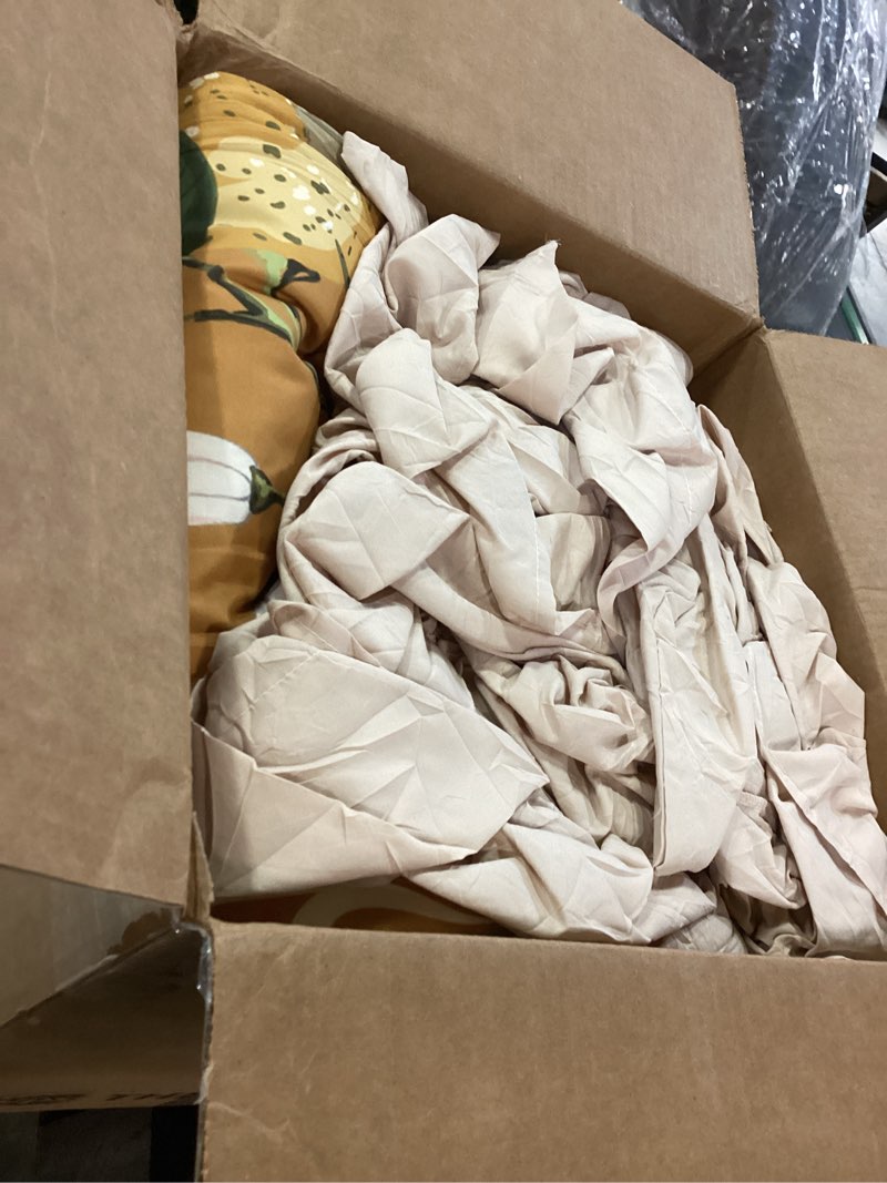 Condition photo showing As Is for Nesker Comforter Set King Size, Boho Hummingbird Floral Lemon 7 Pcs Bedding for Kids and Adults, Mustard Vintage Yellow Bed Sheet Sets with Fitted Sheet 2 Pillowcases & 2 Shams King Lemon Bird