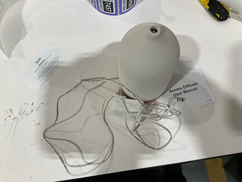 Condition photo showing As Is for 200ML Ceramic Essential Oil Diffuser - Ultrasonic Aromatherapy & Humidifier with 7-Color LED Lights, Auto Shut-Off, Wood Grain Base, 1H/3H/6H Timer | Scent for Home, Office, Yoga