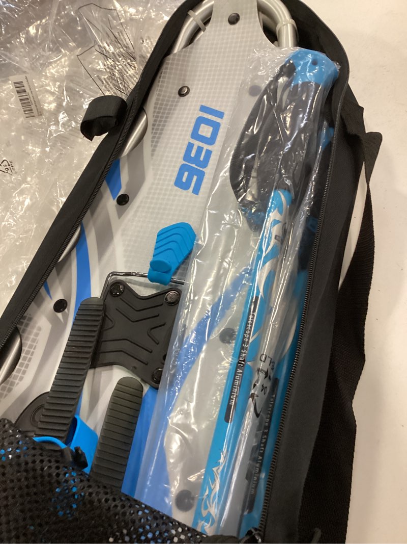 Condition photo showing Good Condition for G2 21/25/30/36 Inches Light Weight Snowshoes with Toe Box, EVA Padded Ratchet Binding, Heel Lift, Flexible Pivot Bar, Durable Back Strap, Trekking Poles, Carrying Bag, Snow Baskets(6 colors available) Blue 36"(Up to 300lbs)