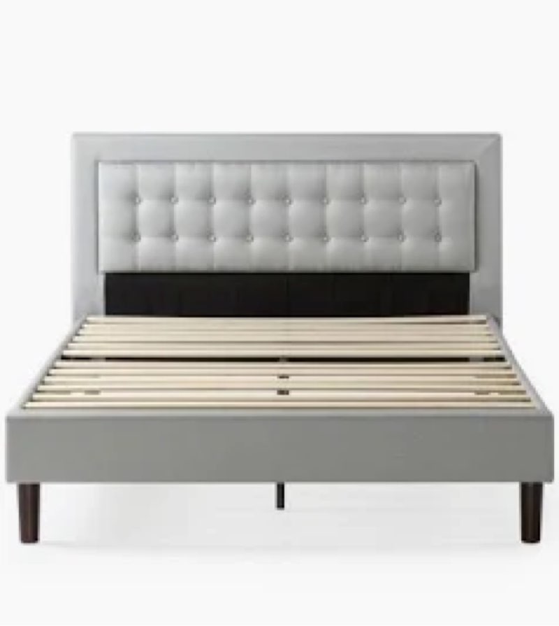 Zinus Dachelle Upholstered Platform Bed Frame, Mattress Foundation, Wood Slat Support, No Box Spring