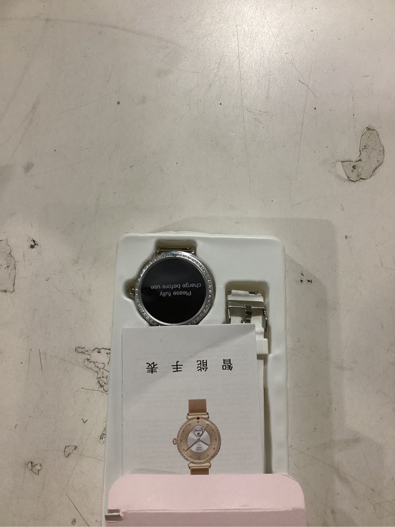 Condition photo showing As Is for H17 Smart Watches for Women,1.28 inches AMOLED Women Fitness Tracker,IP68 Waterproof Watches with Sleep/Heart Rate Monitor,100+ Sport Modes Watches with Android iOS Compatible Reloj Inteligente White+Silver Silver dial