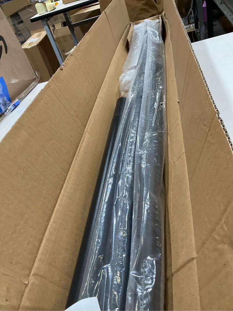 Condition photo showing Good Condition for Tension Curtain Rod 83 to 122 Inches (7 to 10.2 ft), 1.26" Diameter Spring Adjustable Heavy Duty Long Large Curtains Pole for Windows Door Bathroom Patio Outdoor No Drilling, Black 83-122 Inch