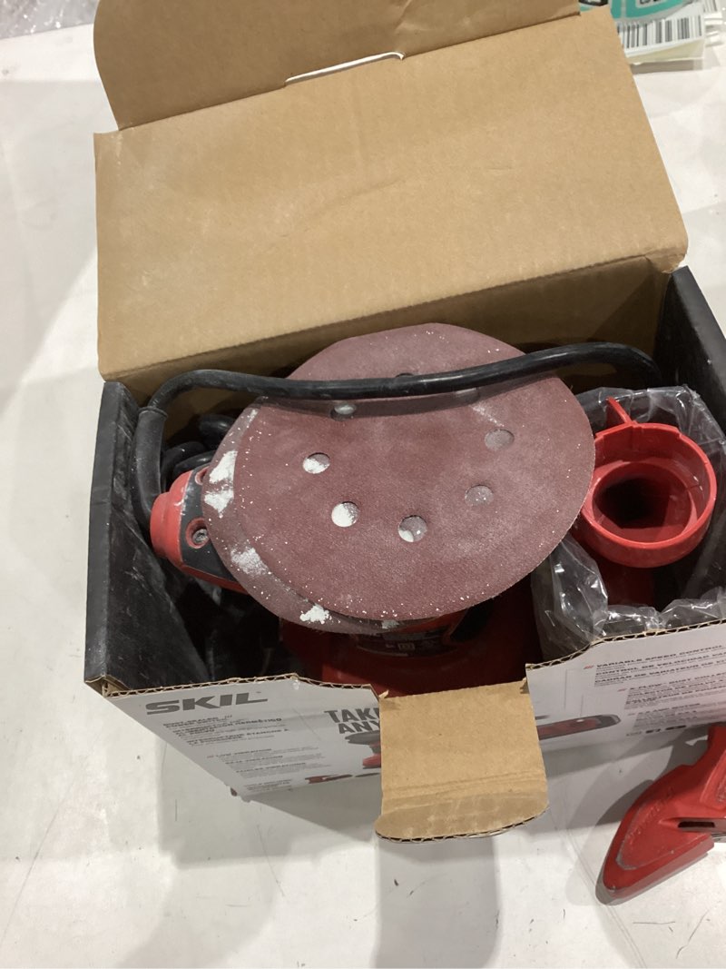 Condition photo showing As Is for skil sr211601 2.8amp 5   corded electric random orbital sander with cyclonic dust box